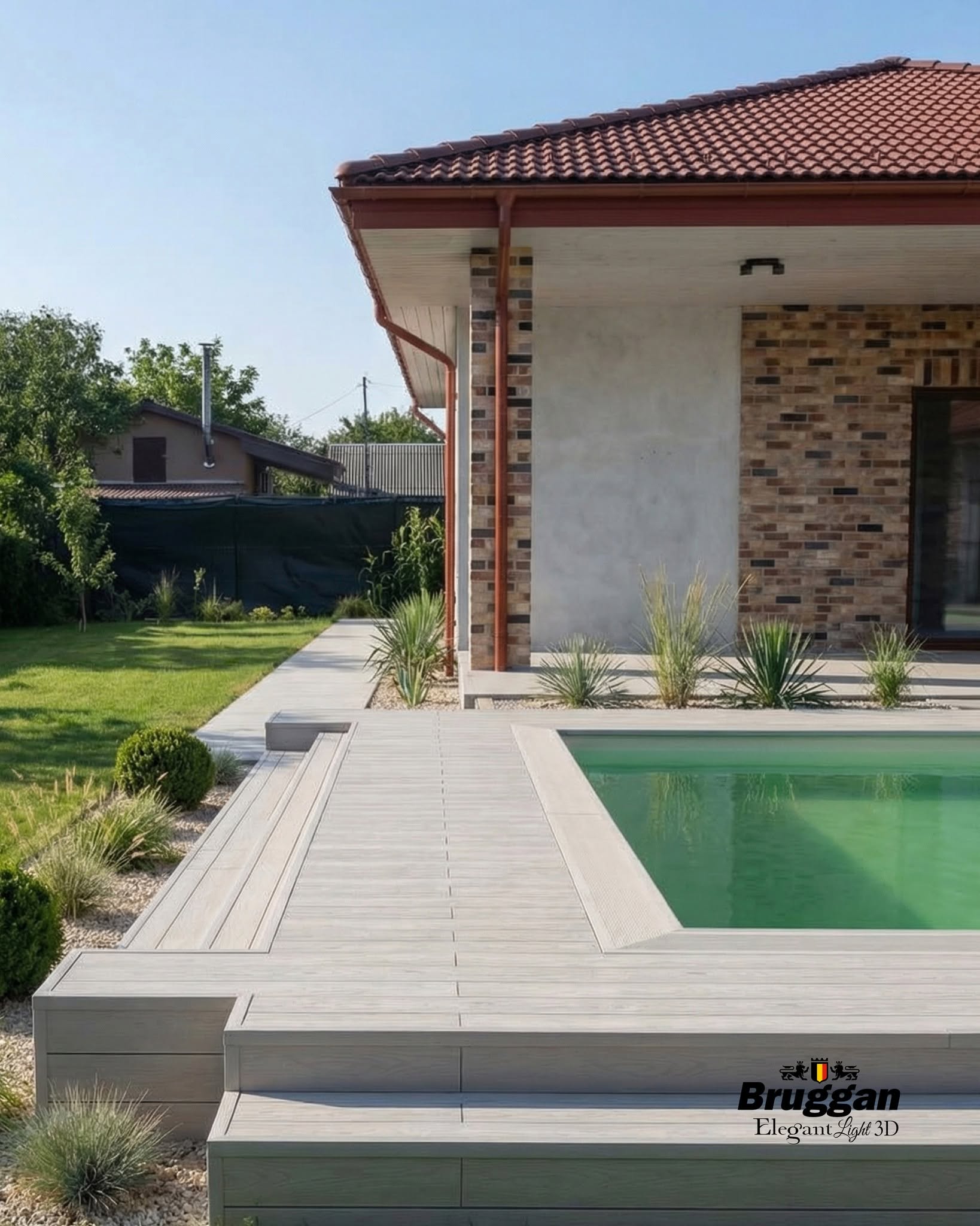 Los mejores proyectos de Woodplast de la temporada 2026. Bruggan Elegant Cream Latte. Una solución diferente para la zona de piscina. Vivienda unifamiliar, Ucrania